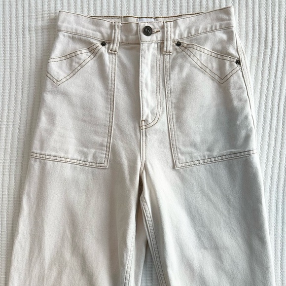 BDG Urban Outfitters Carpenter Jeans 26 Cream Ivory - Picture 6 of 9